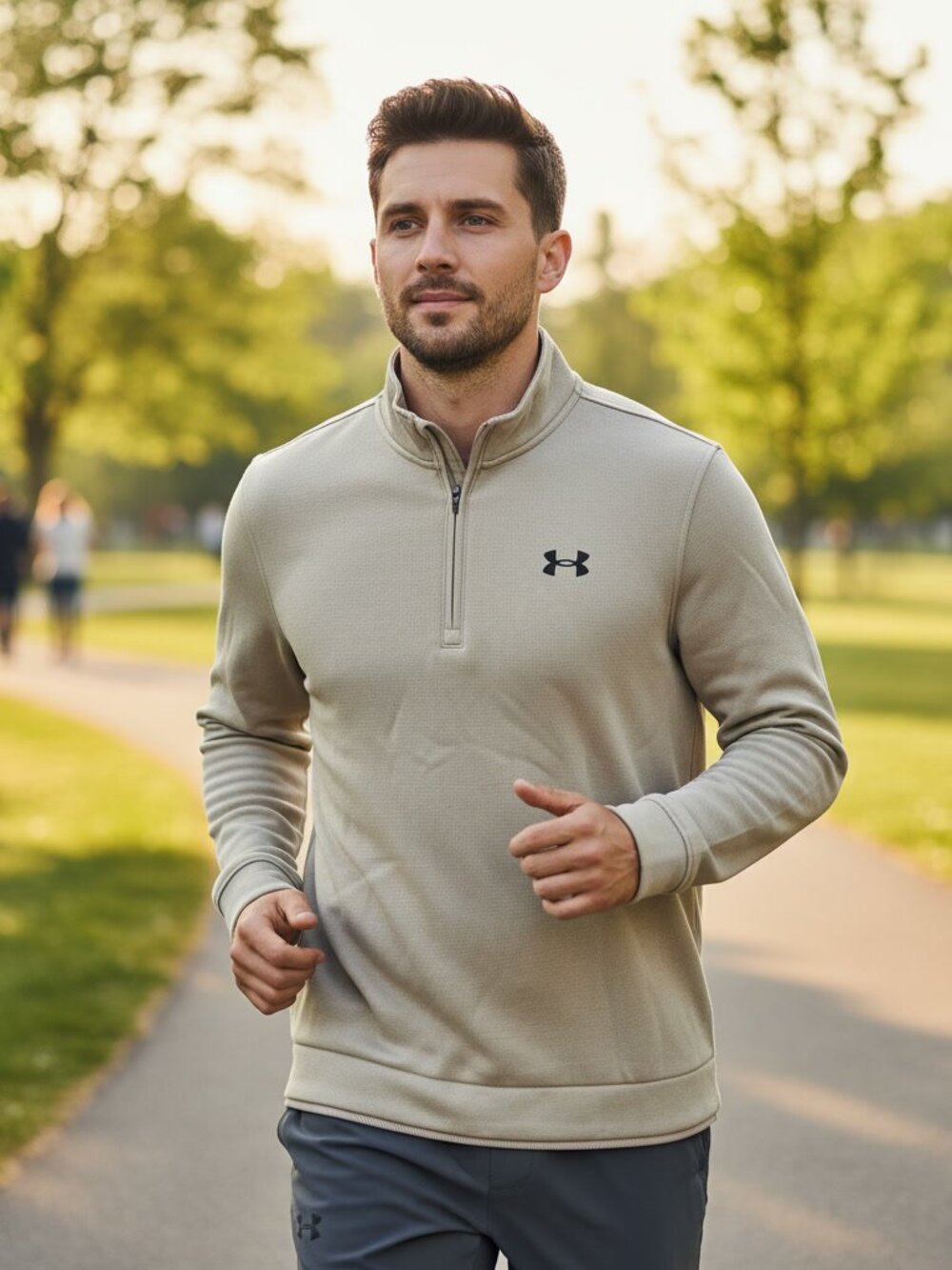 Under Armour Golf ColdGear Quarter Zip Tan Khaki Men's Large Loose